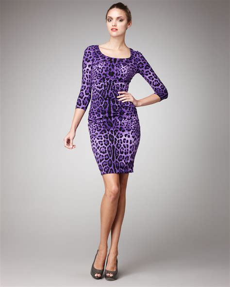 dolce gabbana purple leopard dress|Dolce & Gabbana leopard print sheath dress.